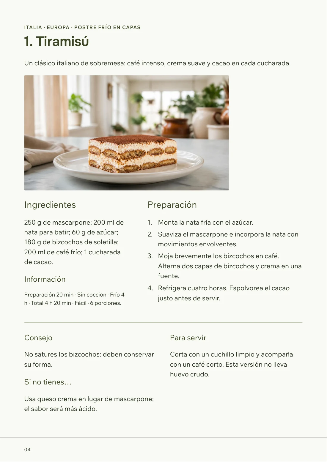 Ampliar ejemplo de receta Tiramisú